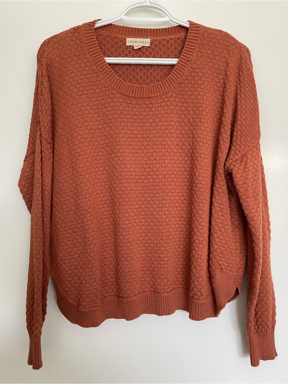 Tradlands Jude Textured Rust Crewneck Sweater